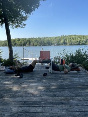 Reading on the dock